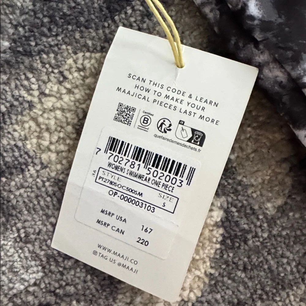 NWT Maaji Black and White Tie-Dye Swimsuit - Picture 6 of 11